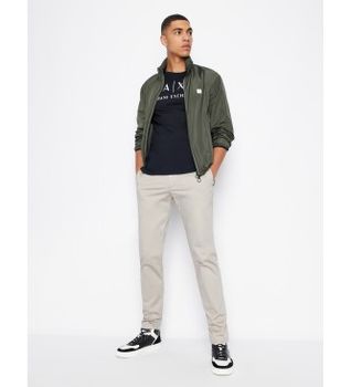 A|X Armani Exchange para hombre. 8NZTCHZ8H4Z1510 Camiseta lisa marino (L), Casual, Algodón, Manga larga