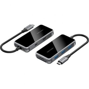 Docking Vention TFMHB USB-C HDMI 3xUSB-A Carga 100W Lector SD/MicroSD Gris