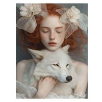 cuadro mujer con lobo alu dibond 15x20