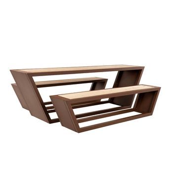Juego De Asientos De Acero Kobon Marrón - Made In Germany - 2 X Banco + 1 X Mesa