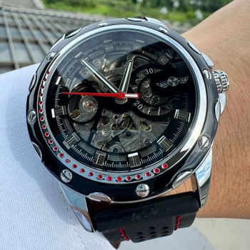 Reloj Mecánico de Moda WINNER para Hombre, Manecillas Luminosas, Correa de Goma, Relojes Deportivos Automáticos para Hombre, Relojes de Pulsera de Lujo de Primera Marca