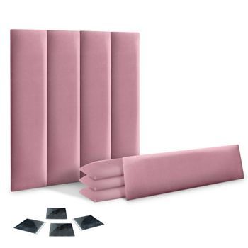 Dhome Juego De 8 Paneles Tapizados De Terciopelo Premium Pack Autoadhesivos Para Pared Acústicos Absorbentes Protección Impactos (rosa, 60x20cm, X8)