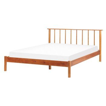 Cama Con Somier De Madera De Pino Clara Moderno Cabecero De Listones 140 X 200 Cm Barret Ii