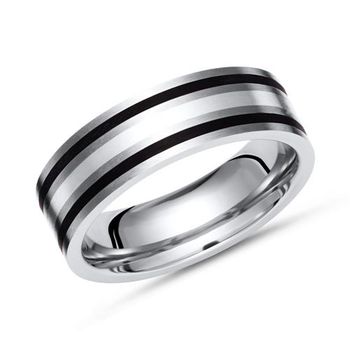 Exclusivo anillo de titanio con incrustaciones de plata