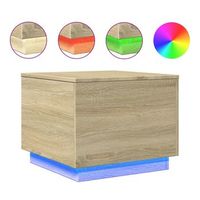 mesa de centro de salon de diseno moderno con luces led 50 x 50 x 40 cm madera de ingenieria color roble dec037647