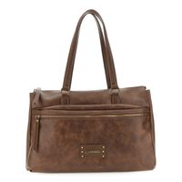 shopper suave efecto piel vintage con bolsillo frontal con cremallera brown