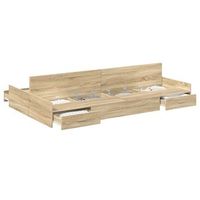 cama con almacenamiento con cajon roble sonoma 120 x 190 cm vidaxl