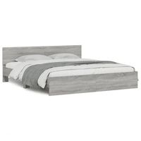 estructura de cama con cabecero gris sonoma 160x200 cm vidaxl