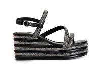 sandalias de pedreria con cuna a rayas y pedreria black 37