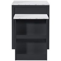 isla de cocina extensible negra de 133 a 202 cm con almacenamiento