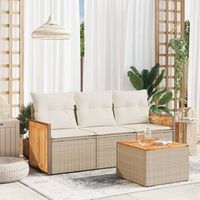 conjunto de sofas jardin con cojines 4 uds  mueble jardin mesa y sillas ratan sintetico beige cfw190730