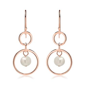 Pendientes de plata 925 chapada en oro rosa con perlas