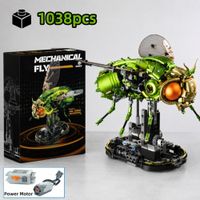funxinee 1038 piezas bloques de construccion tecnicos de mosca de drosophila modelo de insecto mecanico cyberpunk juguete stem con luz regalo