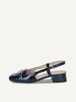 caprice sling pumps blue made of leather with trapeze heel size 385