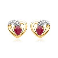 pendientes 14 quilates oro amarillo corazon 2 rubies 04 ct