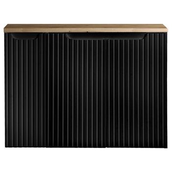 Mueble De Baño Bajo Lavabo Newport Con 3 Puertas 80x60x40 Cm - Negro/efecto Roble [en.casa]