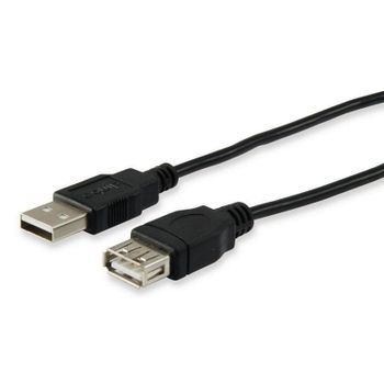 Equip Cable USB 2.0 AM/AH Alargador Macho/Hembra 5m Negro