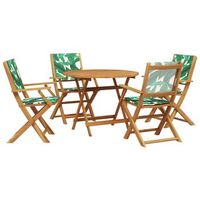 set de comedor jardin 5 piezas  mueble de jardin tela madera maciza estampado hojas