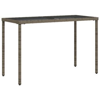 Mesa De Jardín | Mesa De Exterior Superficie De Vidrio Ratán Pe Gris 115x54x74 Cm