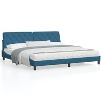 cama matrimonial  cama para adultos  estructura de cama con cabecero terciopelo azul 200x200 cm cfw91033