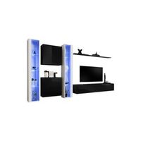 conjunto de muebles de salon mural switch xvi diseno color negro y blanco brillante