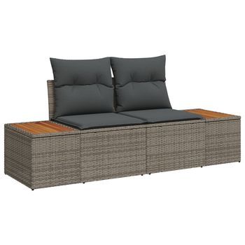 Juego De Sofá De Jardín De 8 Piezas Con Cojines Gris De Ratán V2875 Unico / Gris