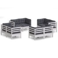 muebles de jardin 8 pzas con cojines antracita madera de pino vidaxl