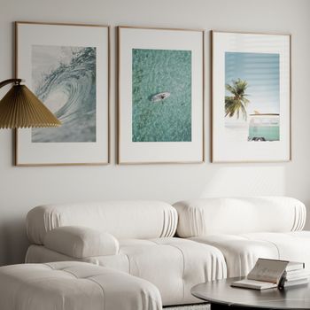 Set de 3 cuadros 231, marco premium chapado en roble, 30x40 cm