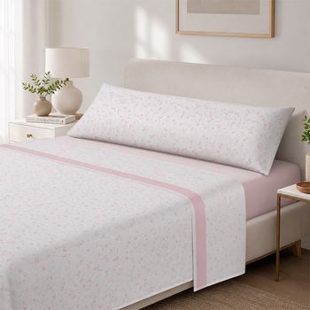 Juego Sábanas 3 Piezas 144 Hilos Rosa Paula 200 Cm (con Dos Almohadones) Rufino Diaz, Rosa