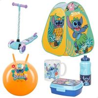 stitch - pack infantil patinete 3 ruedas tienda pop up pelota saltarina set desayuno con fiambrera botella y taza