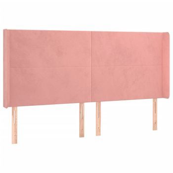 Cabecero Cama Mueble De Dormitorio Con Led De Terciopelo 183 X 16 X 118/128 Cm Rosa M02_0001932