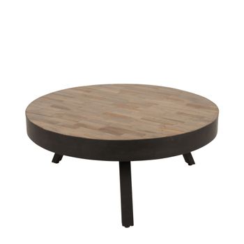 Mesa de centro redonda de madera y acero