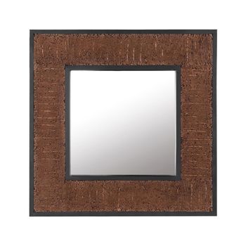 Espejo De Pared Decorativo Madera Teca Marrón Oscuro 60 X 60 Cm Estilo Rústico Boise