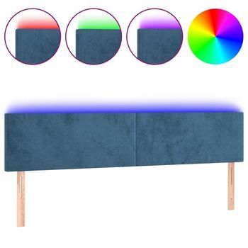 Cabecero Cama | Panel De Cabecera Con Led De Terciopelo Marrón Oscuro 160x5x78/88 Cm