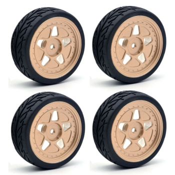 4PCS Neumáticos de repuesto y ruedas de metal Rims 6630 para modelos de vehículos ZD Racing EX16 S16 1/16 RC Car