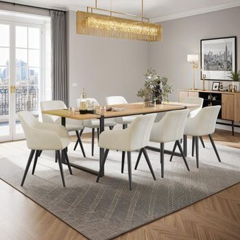 2 sillas de comedor aterciopeladas 58 x 62 x 82 cm crema/negro