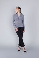 camiseta de mezcla de cachemira con escote drapeado grey