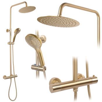 Conjunto De Ducha Con Termostato Rea Vincent Gold Brush