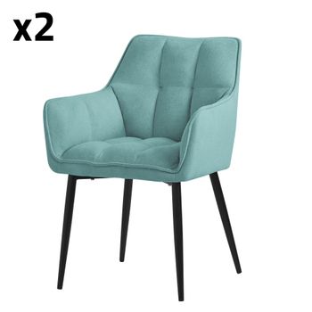 2x Sillas de comedor azul con tapizado grueso respaldo ergonómico