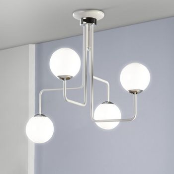 Plafón de techo moteo blanco-cromo (4 luces)