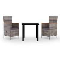 juego de comedor de jardin 3 piezas  mueble de jardin con cojines gris