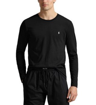 Polo Ralph Lauren para hombre. 714844759001 Camiseta de dormir de punto de algodón negro (S), Homewear, Manga larga