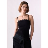 liu jo blusa top asimetrico con detalles en encaje para mujer
