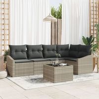 juego de sofa de jardin de 6 piezas con cojines gris poliratan v3185 unico  beige