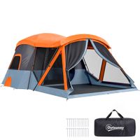 outsunny tienda de campana familiar tipo tunel para 2-4 personas naranja y azul