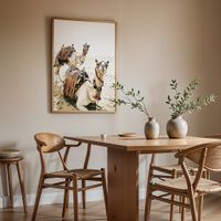 cuadro camellos marco premium chapado en roble 50x70 cm