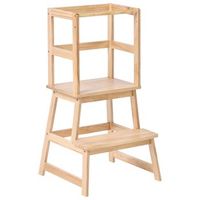torre de aprendizaje infantil de cocina estructura de madera de pino con peldanos marron claro bremer