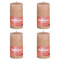 velas rusticas shine 4 unidades rosa brumoso 130x68 mm bolsius