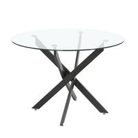 mesa comedor redonda de cristal dan patas negras 110 cm