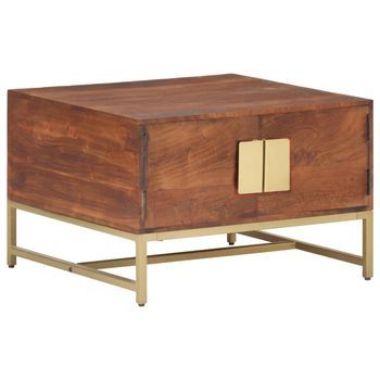 Mesa De Centro Madera Maciza De Acacia Marrón Miel 67x67x45 Cm Vidaxl